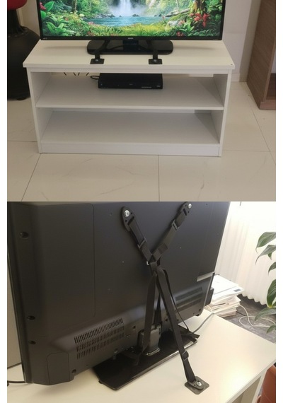 Öne Ve Arkaya Devrilmesini Önleyen Mobilyaya Yapışkanlı Lcd Tv Askısı Kedi Köpek Çoçuk Bebek Deprem Koruma Güvenlik Kemeri Ahtapot Tip