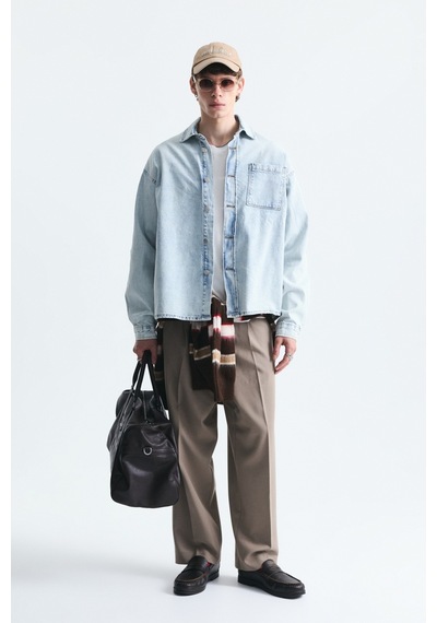 Vamos Oversize Denim Gömlek Açık Mavi