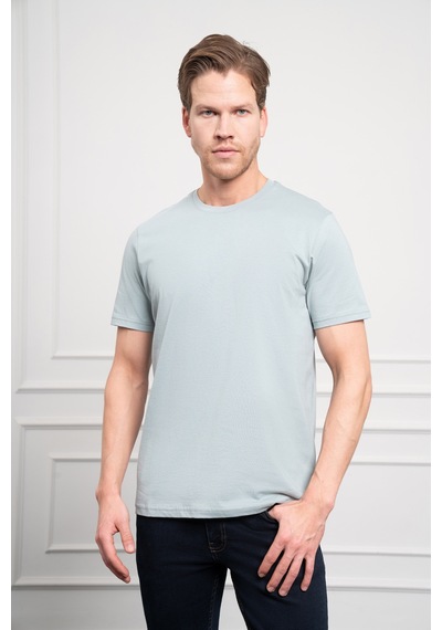Erkek İndigo Basic Bisiklet Yaka Dynamic Fit Pamuk T-shirt 25yc018004308 İndigo İndigo