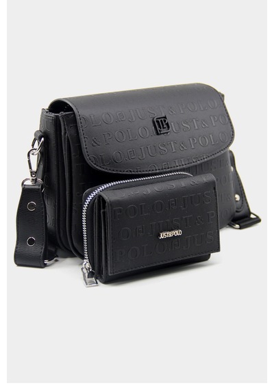 Just Polo Siyah 02 Yeni Sezon Kolon Askili 4 Bolmeli Kadin Omuz Cantasi 21x16cm 4062 Siyah Mat