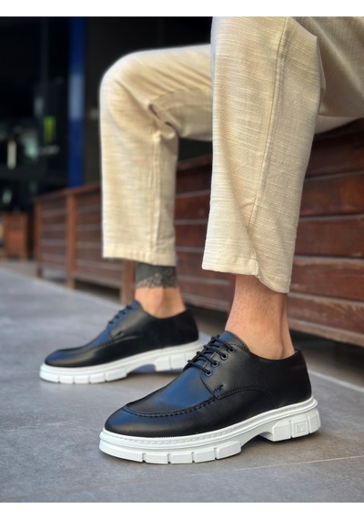 DMR Elegance Ba0237 Bağcıklı Rugan Klasik Yüksek Taban Cilt Siyah Casual Erkek Ayakkabı Rekli