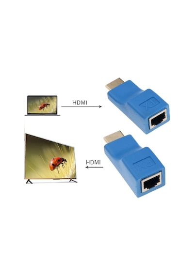 4971 Hdmi Rj45 Cat5 6 Extender Uzatıcı Uzatma Aparatı Adaptör Standart