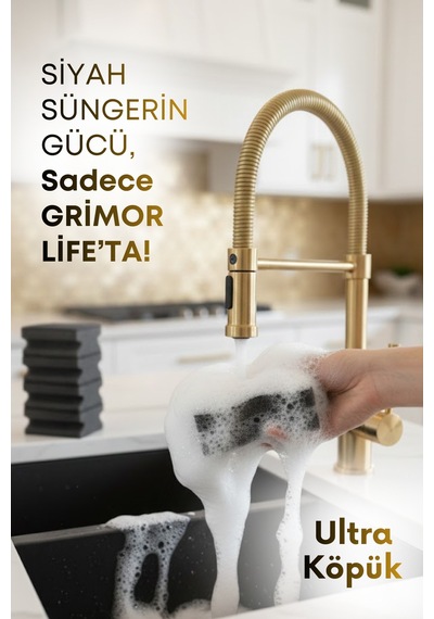 Grimorlife 10 Adet Oluklu Siyah Simli Bulaşık Süngeri Özel Dokulu Dayanıklı Pinterest Temizlik Süngeri Seti