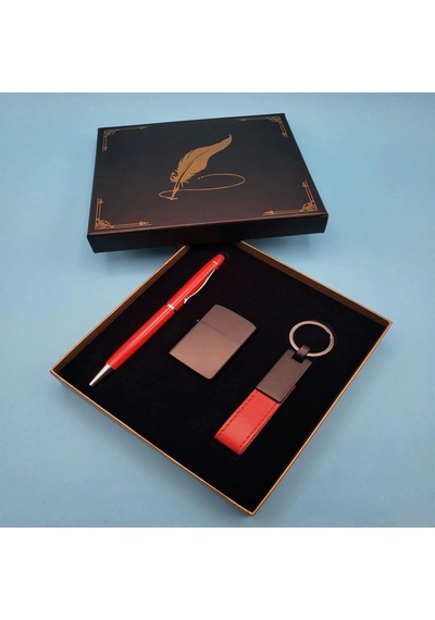 Kırmızı Anahtarlık Çakmak Ve Touchpen Kalem Çok Renkli