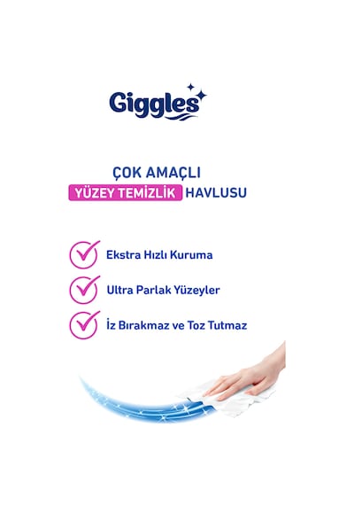Giggles Xxl İz Bırakmayan Yüzey Temizlik Havlusu - Beyaz Sabun-çiçek Bahçesi-okyanus Esintisi 600 Havlu Beyaz