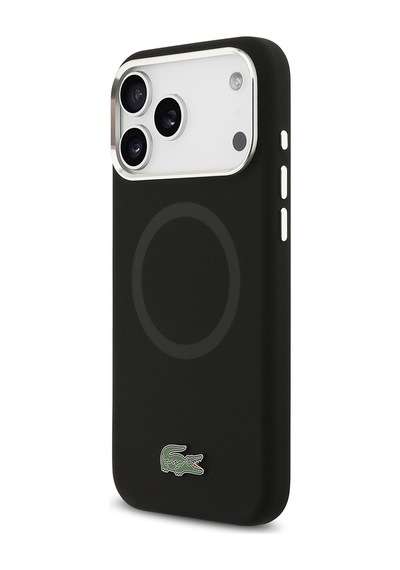 Apple Uyumlu iPhone 17 Pro Max Kılıf Lacoste Lisanslı M-safeli İkonik Metal Kamera Çerçeveli Silikon Kapak Siyah Siyah