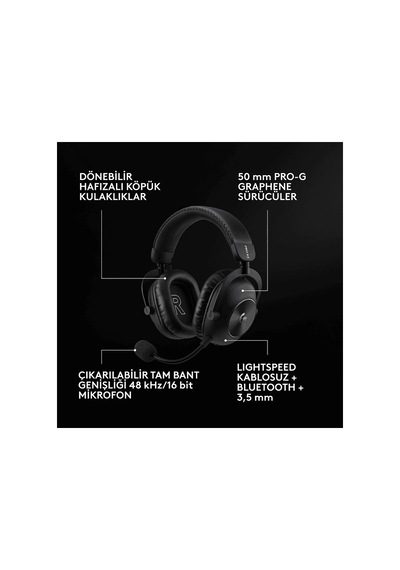 Logıtech G Pro X3 Lightspeed Bluetooth 5.3 Kablosuz Kulak Üstü Oyuncu Kulaklığı