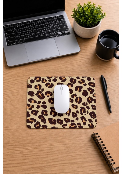 Leopar Desenli Renkli Ergonomik Mouse Pad Kaymaz Taban Ev Ve Ofis Kullanımı Fare Altlığı Mousepad Kahverengi