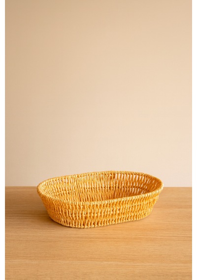 Oval Örgü Hasır Ekmek & Servis Sepeti 21 Cm Bej