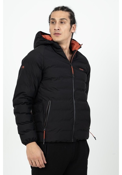 Maraton Sportswear Regular Erkek Kapşonlu Uzun Kol Basic Siyah Mont 21501-siyah Siyah