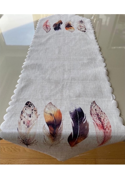 Tüy Desenli 40x140 Cm Lazer Kesim Runner 140 X 40 -Dikdörtgen-Karışık (506972735)