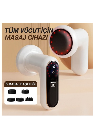 5 Başlıklı 6 Kademeli 3 Fonksiyonlu Şarjlı Tüm Vucut İçin Masaj Aleti Özel Antiselülit Masaj Cihazı Vücut  Beyaz