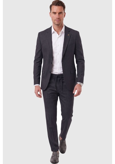 Rizzup Erkek Slim Fit Kırçıllı Koyu Lacivert Takım Elbise İpli Lastikli Pantolon Spor Şık Takım Elbise 2701841 Rizzup Erkek Slim Fit Kırçıllı Koyu Lacivert Takım Elbise İpli Lastikli Pantolon Spor Şık Takım Elbise 2701841