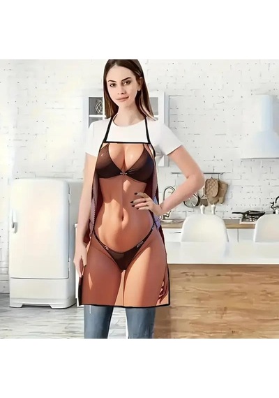 Valkyrie Bikini Esprili Mutfak Önlüğü Baskılı Unisex Parti Barbekü Mutfak Önlüğü 80x60 Cm Çok Renkli
