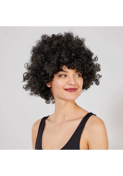 Siyah Renk Kıvırcık Afro Bonus Peruk 5047 Çok  Renkli