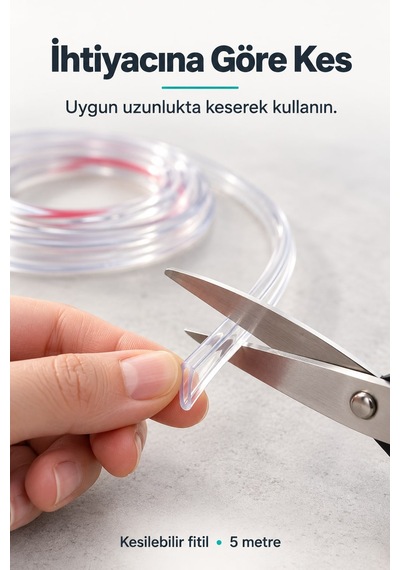 Araç Kapı Kenar Koruma Fitili Şeffaf Kendinden Yapışkanlı 5 Metre
