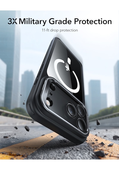 Esr Apple Uyumlu iPhone 17 Pro Max Hybrid Magsafe Standlı Kılıf - Kamera Kontrol Butonu - Şeffaf Siyah Şeffaf Siyah