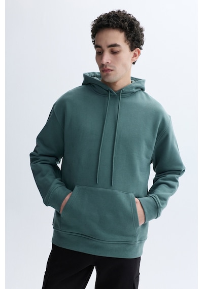 Mudo Erkek Erkek Yeşil Kapüşonlu Kanguru Cepli Oversize Sweatshirt 1264811