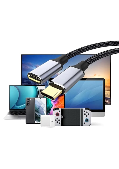 Ga86 Type-c Uzatma Kablosu Asla Kopmaz Örgü Kablo Mac-book İ-pad Air 4 Telefon Bilgisayar Alüminyum Kasa 2 M