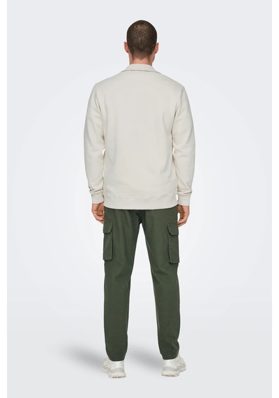 Only & Sons Erkek Onsrıley Yarım Fermuar Yakalı Sweatshirt 22030160 Ekru Ekru