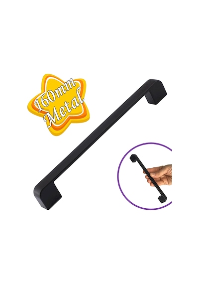 Oval Marmara Kulp 160 Mm Siyah Mutfak Kulpu Çekmece Dolap Kapak Kulbu Metal Mobilya Dolabı Kulpları