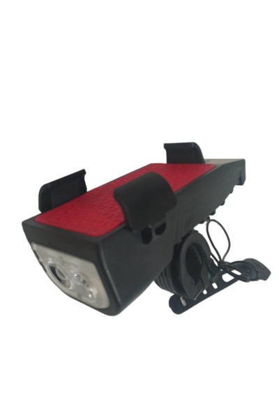 Bisiklet Far 160 Lumen + Korna 130 Desibel + Telefon Tutucu Siyah - Kırmızı