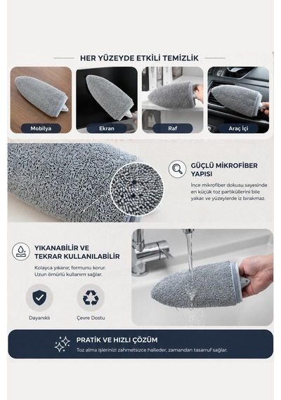 Mikrofiber Bezli El Mopu El Tipi Cam Silme Aparatı Çok Amaçlı Yüzey Temizleme Mopu Diğer