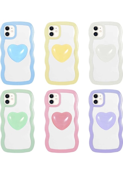 Subutu Apple Uyumlu iPhone 11 Renkli Kalp Figürlü Sbt Ponçik Kılıf-mor Mor