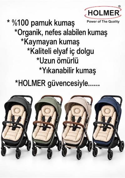 Holmer Organik Pamuklu Ortapedik Bel Destekli Bebek Arabası Minderi Bej