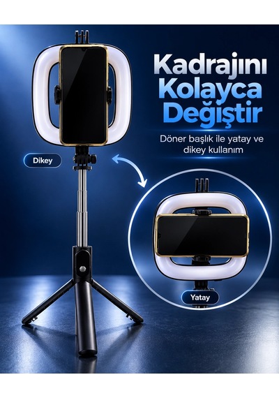 Mey İthalat Parlaklık Ayarlı Rgb Halka Işık Kablosuz Kumandalı Ve Telefon Tutuculu Tripod