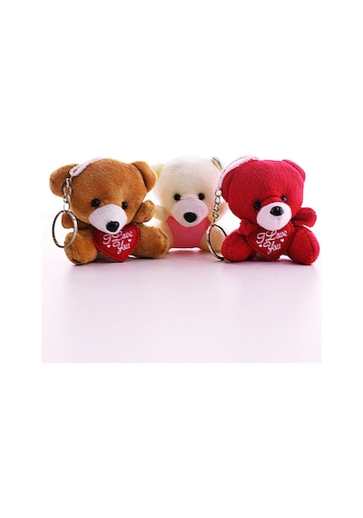 3 Adet Sevimli Mini Ayıcıklar Hediyelik Anahtarlık Set Çok Renkli