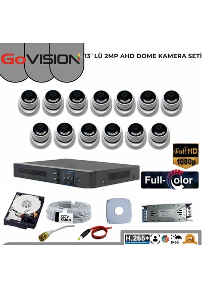 13 Lü 2mp Full Color 3.6mm Lens 1080p Fullhd Warmled Ahd Dome Set