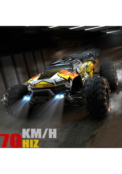 Profesyonel Rc Uzaktan Kumandalı Araba 4wd 1:16 Metal İç Aksam 70km/h Şarjlı 4x4 Model Araç - Sarı