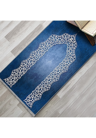 Evaşk Namazlık Dokuma Halı Kaymaz Muslumana Seccade66x113 LACİVERT EVAŞK414A80