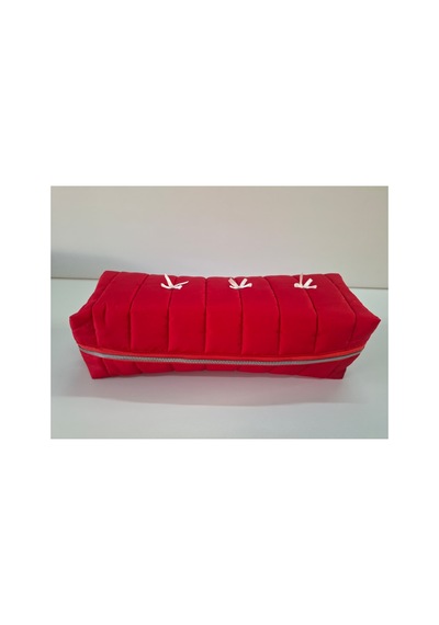 Dreamy Red Kapitone Fiyonklu Tüm Saç Şekillendiricilerine Uygun Organizer Çanta Tb043