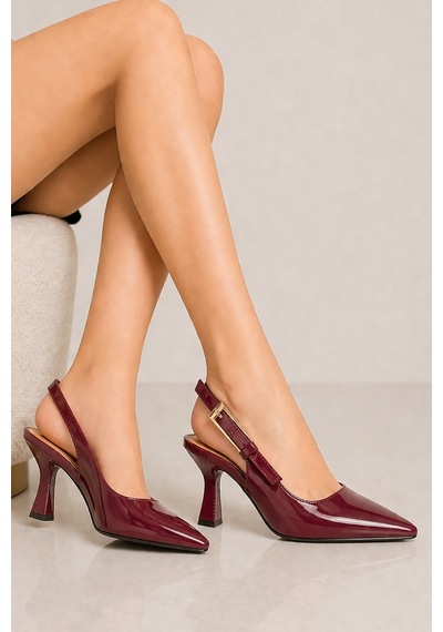 Celira Bluefeet Bordo Sivri Burun Rugan 8 Cm Kadın Topuklu Ayakkabı