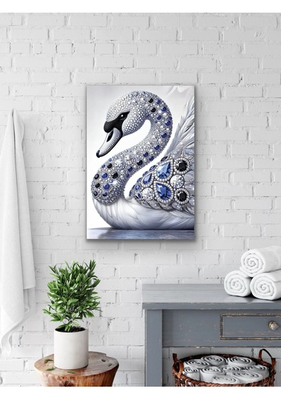 Elmaslı Kuğu Kanvas Tablo 70x100cm Çok Renkli