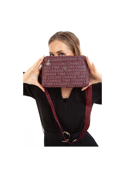 Newish Polo Kadın Desenli Uzun Askılı Omuz Çantası New258 - Bordo