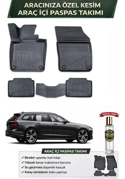 Volvo V90 2019 Model Aracınıza Özel Üretim Esnek Kauçuk Paspas Takımı