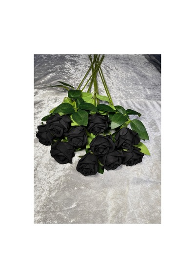 Kaliteli 10 Lu Siyah Yapay Kadife Gül Ev Vazo Dekor Süsü Özel Gün Çiçeği Yapay Çiçek 45-50 Cm Siyah - 929118804 Siyah