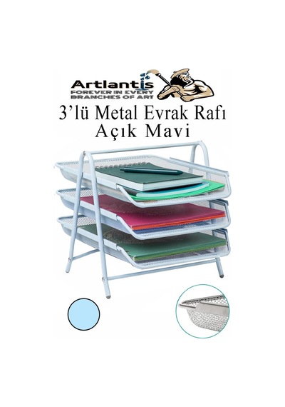 Metal Evrak Rafı 3 Lü 1 Paket Masa Üstü A4 Dosya Düzenleyici Kağıt Tepsisi Metal Fileli Üç Katlı Hareketli Perfore