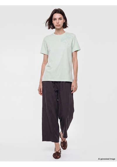 Lcw Modest Yeşil Soft Touch Nakışlı Bluz