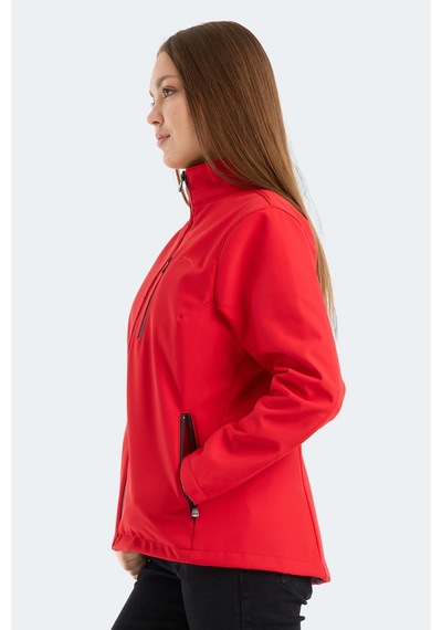 Slazenger Hıp Style Kadın Dik Yaka Fermuarlı Kırmızı Mont & Kaban Kırmızı