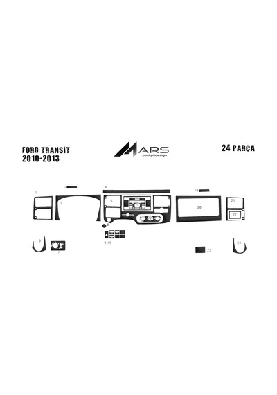 Ford Transit Torpido Kaplama 2010-2014 22 Parça Karbon