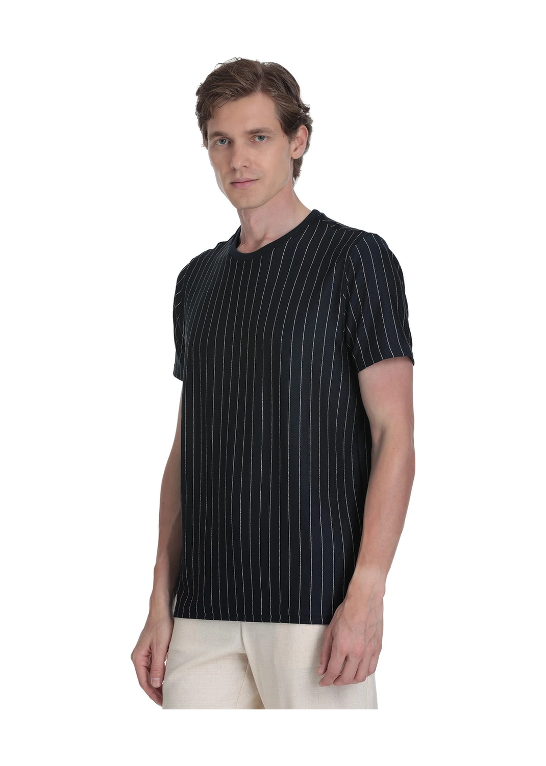 Hatemoğlu Lacivert Regular Fit Çizgili Bisiklet Yaka Tişört 35129 659126
