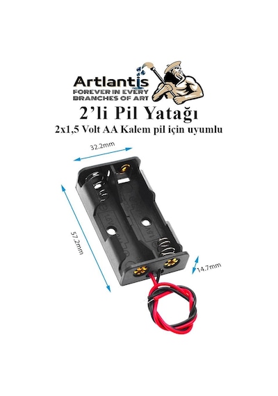2 Li Pil Yatağı Deney 10 Adet Pil Yuvası Pil Kutusu Aa Kalem Kalın Pil 2x1,5 Volt Yaylı Pil Yuvası