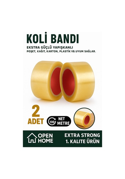 2 Adet - 100 Metre Şeffaf Koli Bandı Extra Strong 40 Micron Kalınlık, Güçlü Yapışkan Diğer