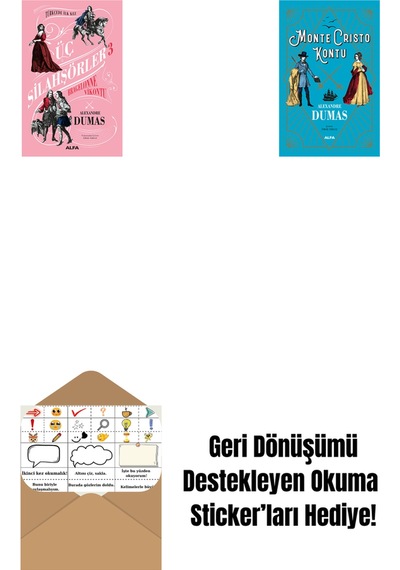 Üç Silahşörler 3 - Bragelonne Vikontu Ciltli + Monte Cristo Kontu + Okuma Sticker'ları