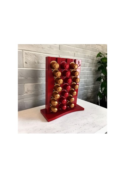 Nespresso Uyumlu Kahve Kapsül Tutucu Kutusu Standı Kırmızı