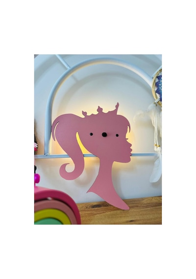 Prenses Pilli Aplik Pembe Ahşap